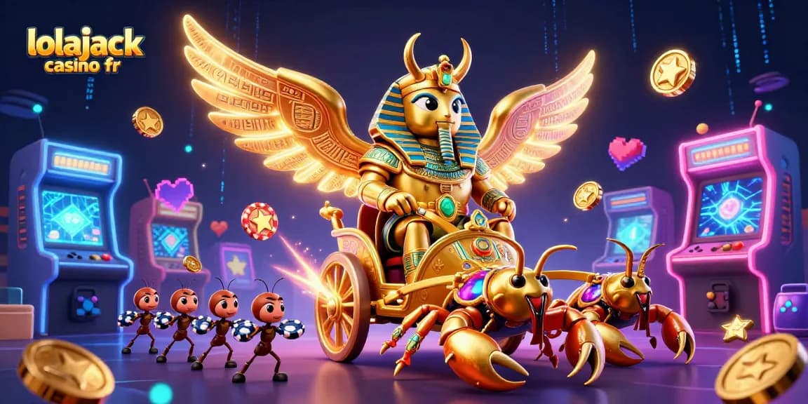 Experience thrilling gameplay at lolajack casino fr with a vibrant casino-themed illustration showcasing slots and more.