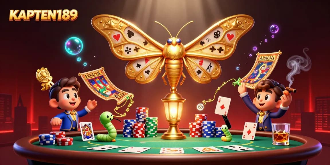 KAPTEN189 hadir dengan ilustrasi 3D menakjubkan yang menunjukkan suasana kasino yang menghidupkan permainan slot.
