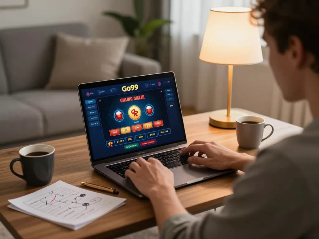 Engage with Go99 through strategic online gaming in a cozy home setup.