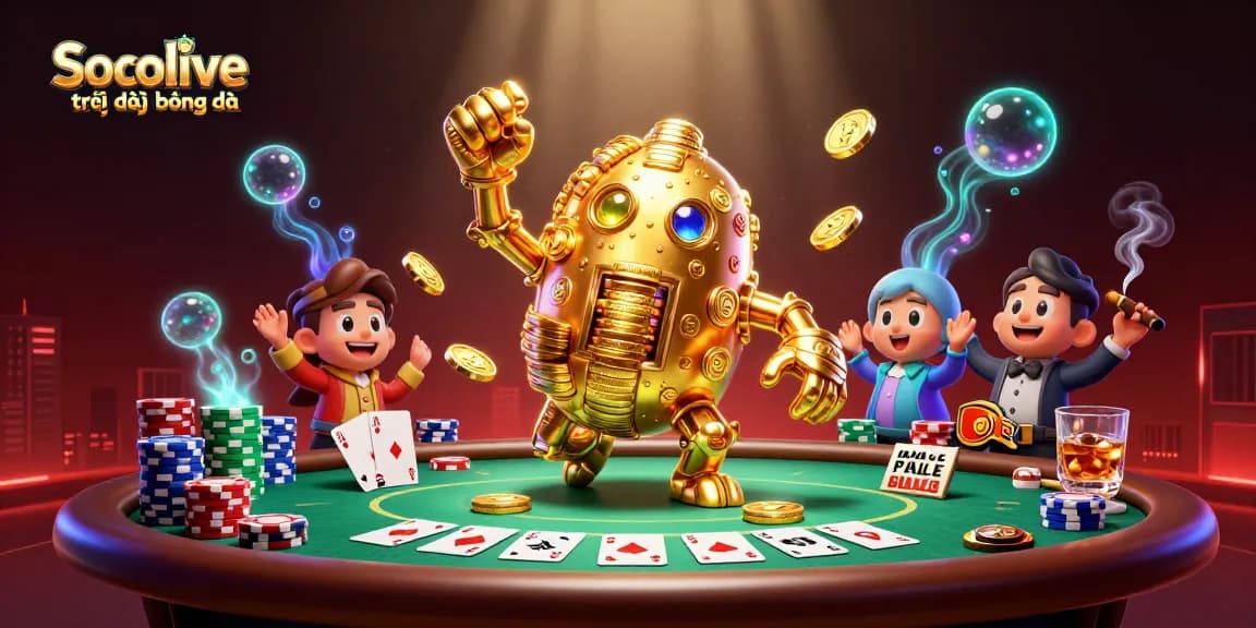 Socolive trực tiếp bóng đá features a vibrant scene with golden elements and poker gaming excitement.