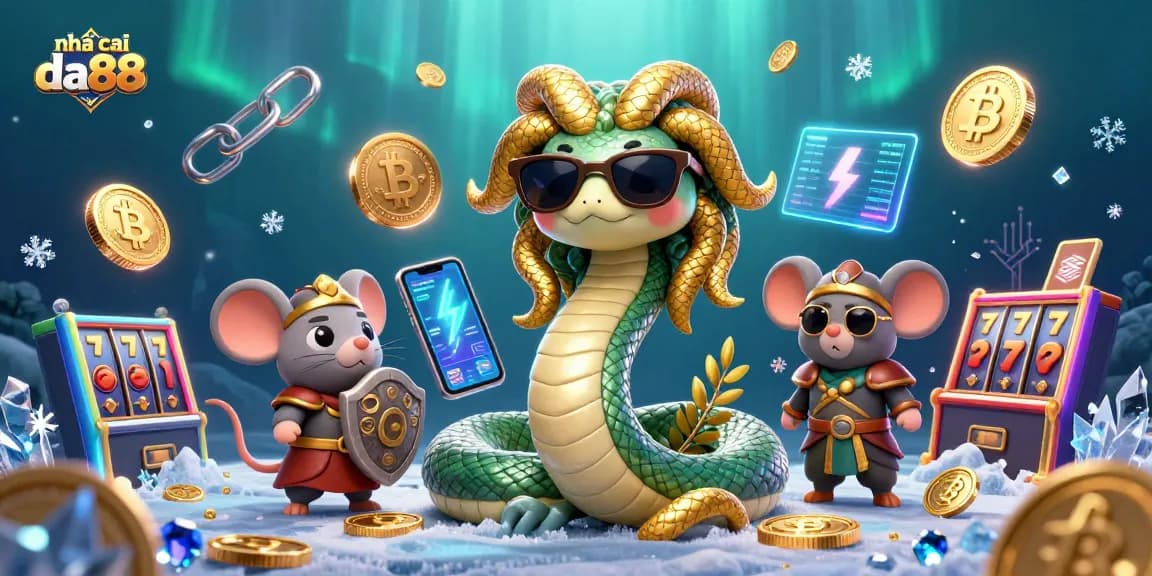 Engage with nhà cái da88 through an exciting and colorful 3D casino illustration, showcasing vibrant slot elements.