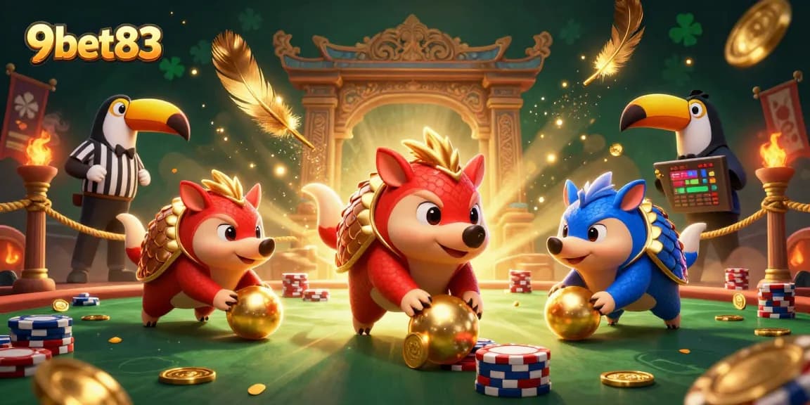 Bowl through stacks of poker chips with 9bet83 as rival pangolins compete in an exhilarating casino game.