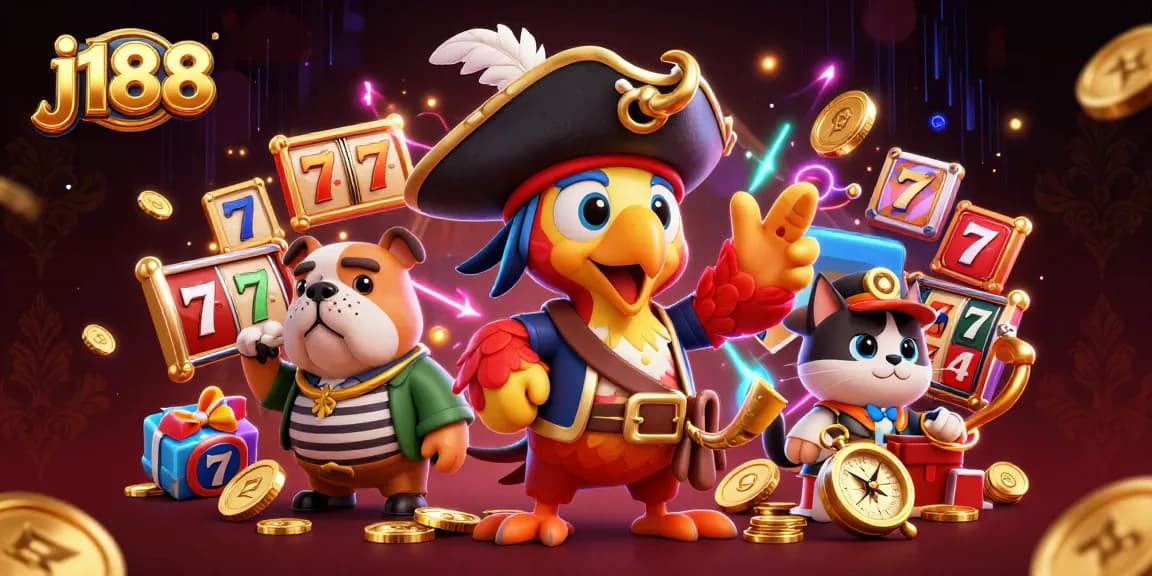 Join the thrilling j188 casino scene with vibrant characters and dynamic gaming elements.