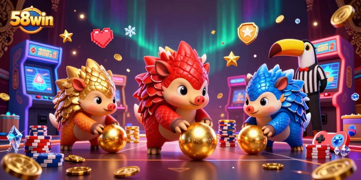 Experience thrilling gameplay at 58win, where rival pangolins battle through vibrant casino elements.
