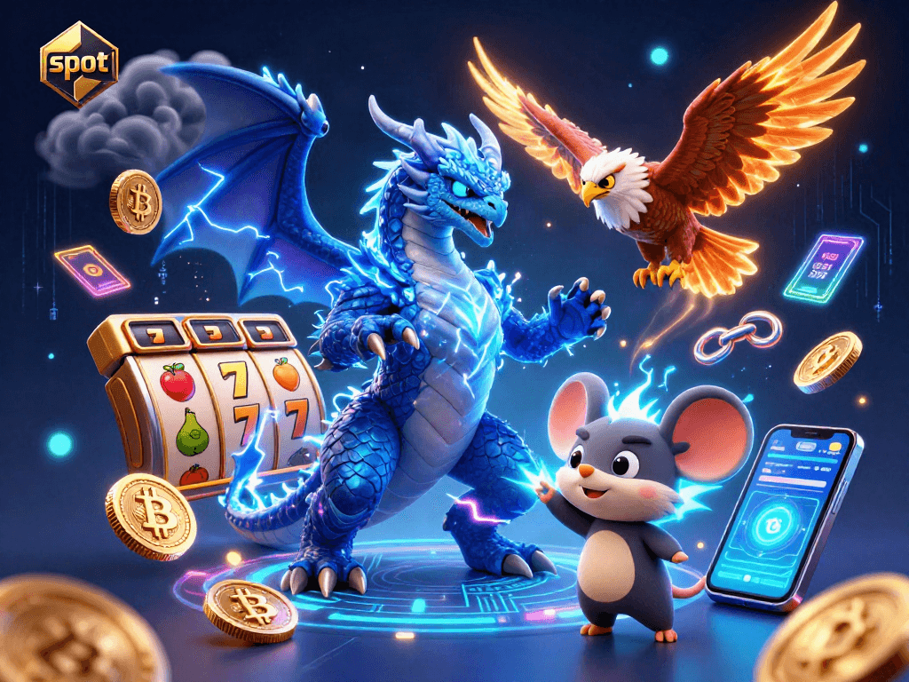 Engage with thrilling slot adventures in this vibrant casino-themed illustration showcasing dynamic characters.