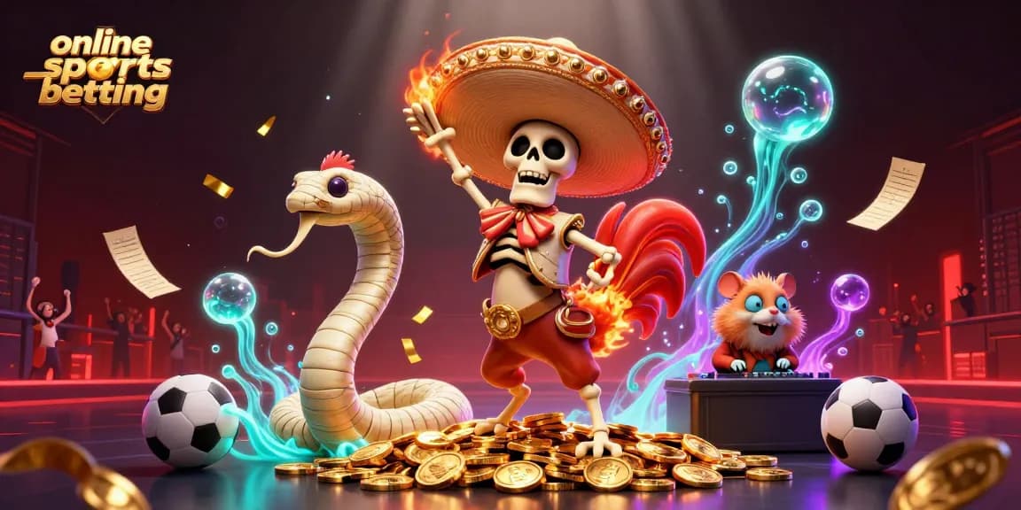 Engage with online sports betting excitement in this vibrant 3D casino illustration featuring dynamic characters and elements.