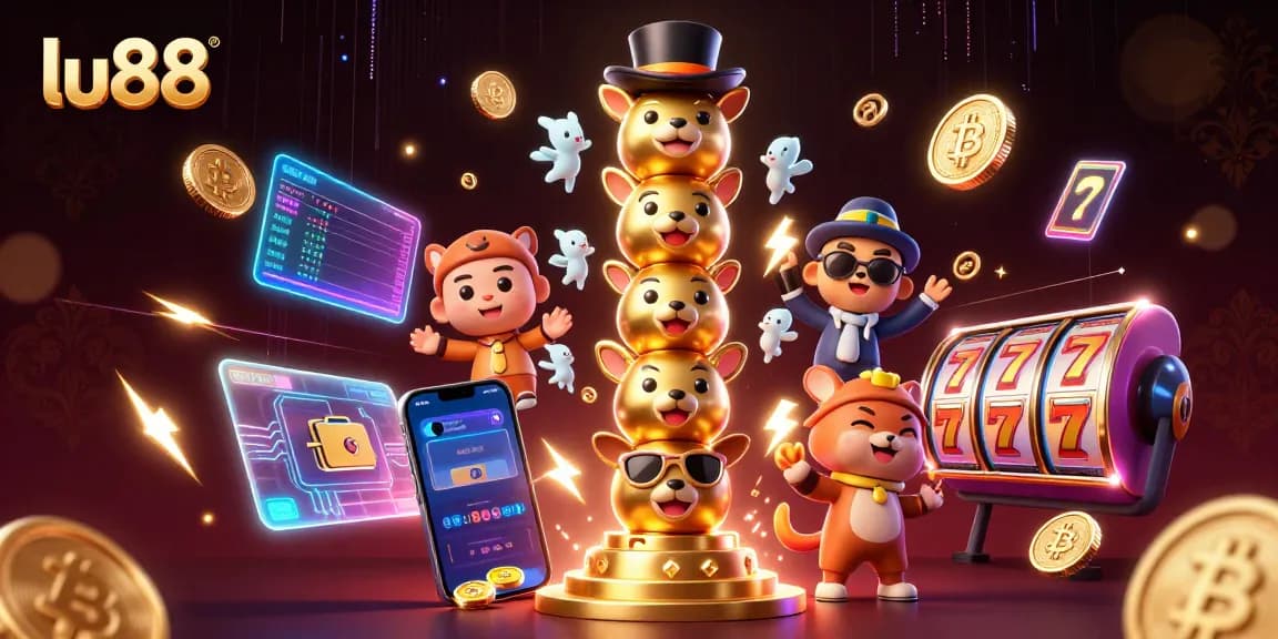 Engage in thrilling gameplay at lu88 with colorful slot reels and 3D casino elements.