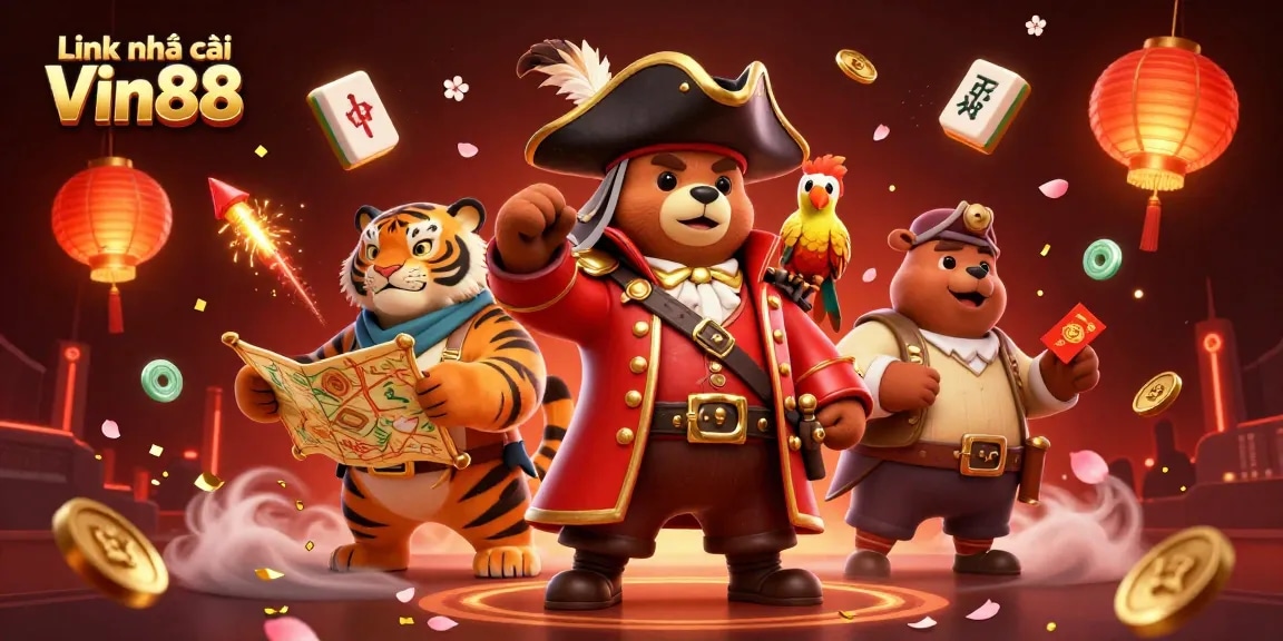 Engage with the thrilling adventures at Link nhà cái Vin88 while enjoying colorful casino elements and characters.