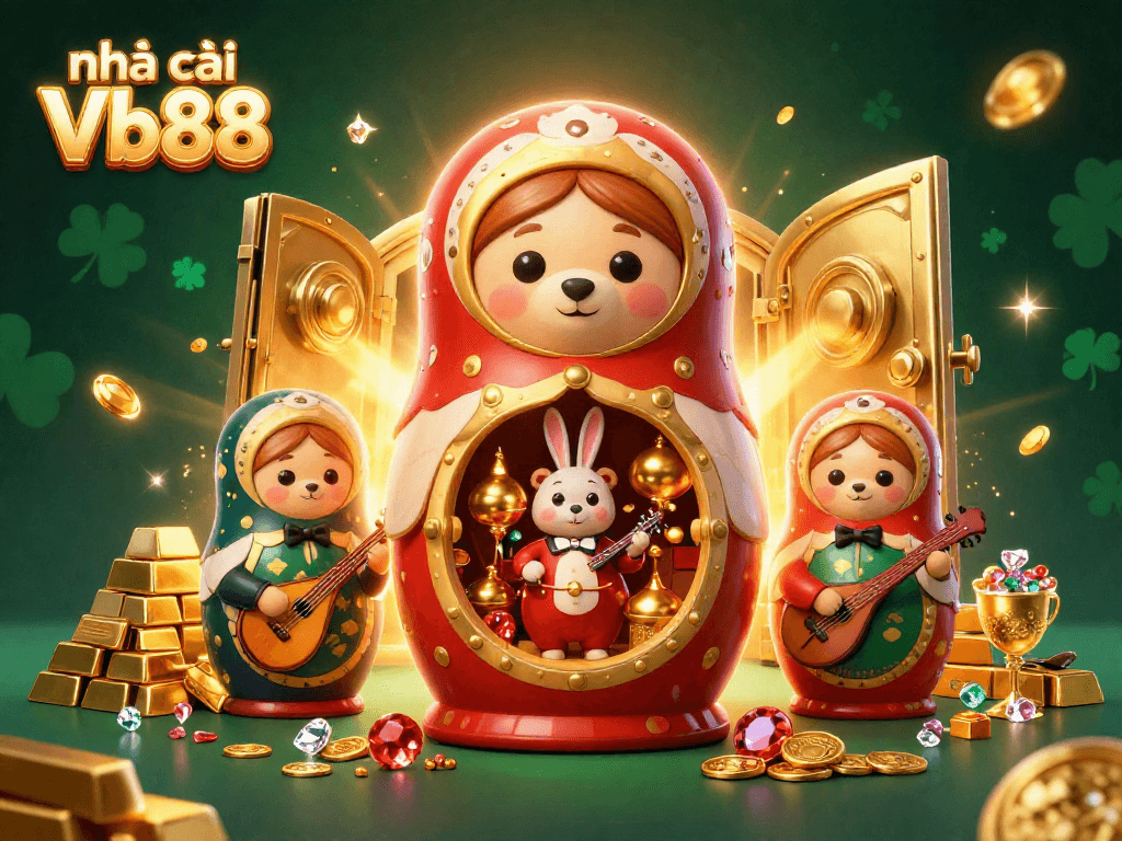 Engage in thrilling casino activities with nhà cái Vb88 illustrated in this vibrant 3D artwork.