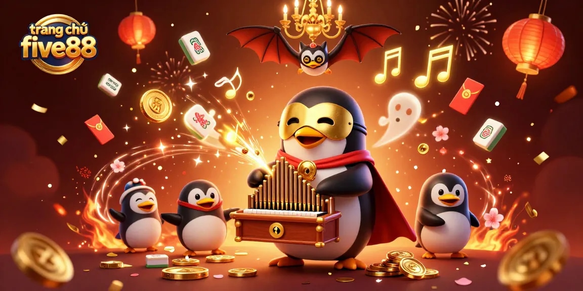 Experience excitement with trang chủ five88 featuring dynamic 3D casino characters and festive elements.