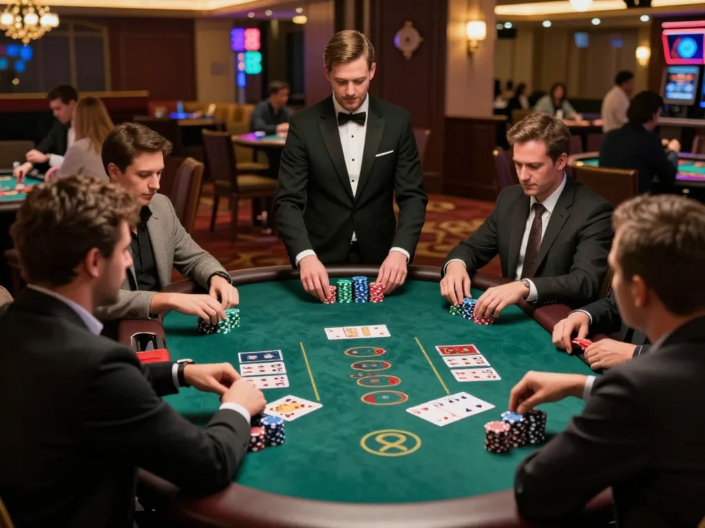 LU88 players engaged in a thrilling blackjack game, showcasing skill and strategy in action.