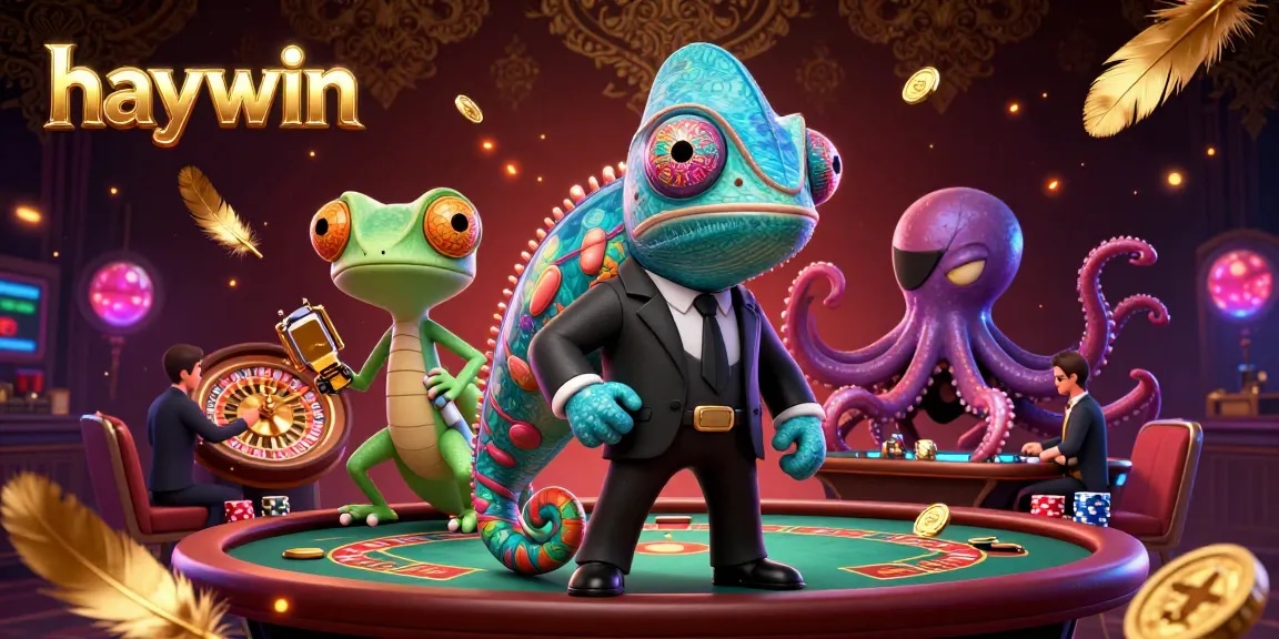 Experience thrilling gaming action at haywin with a dynamic 3D casino scene of colorful characters.