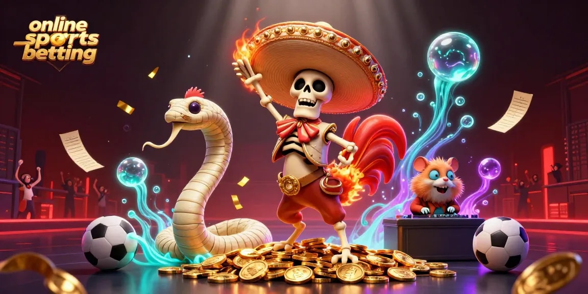 Engage with online sports betting excitement in this vibrant 3D casino illustration featuring dynamic characters and elements.
