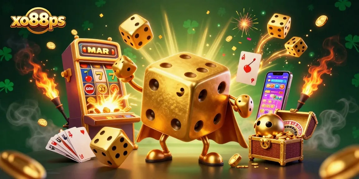 Experience thrilling jackpots at xo88ps with an energetic scene of casino excitement and gold treasures.