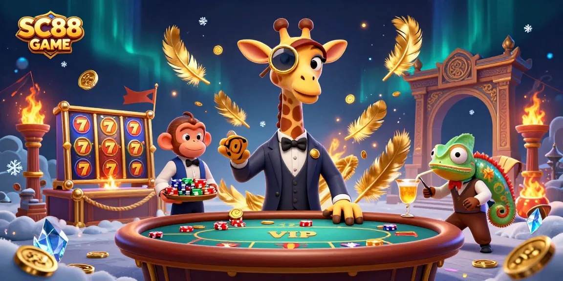 Experience thrilling gaming action at SC88 GAME with vibrant characters and immersive casino elements.