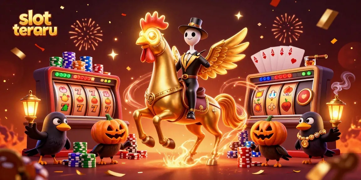 Experience the excitement of slot terbaru with dynamic gameplay and captivating characters in this stunning casino illustration.