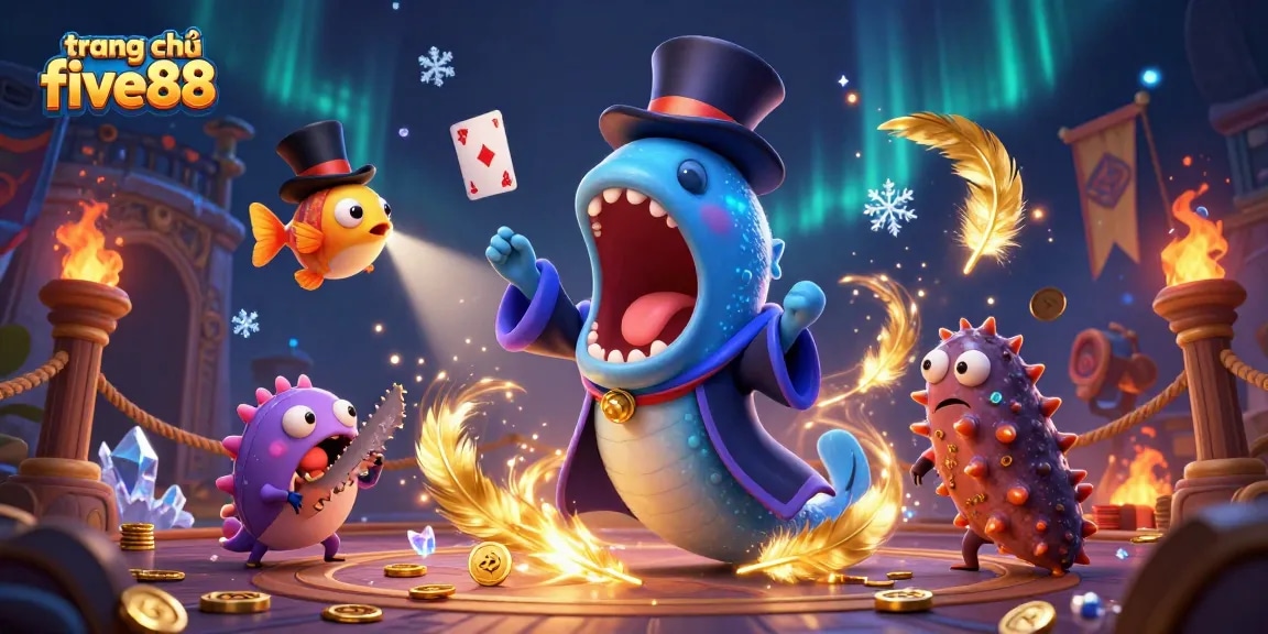 Engage in the exciting world of trang chủ five88 with a magical underwater illustration featuring casino elements.