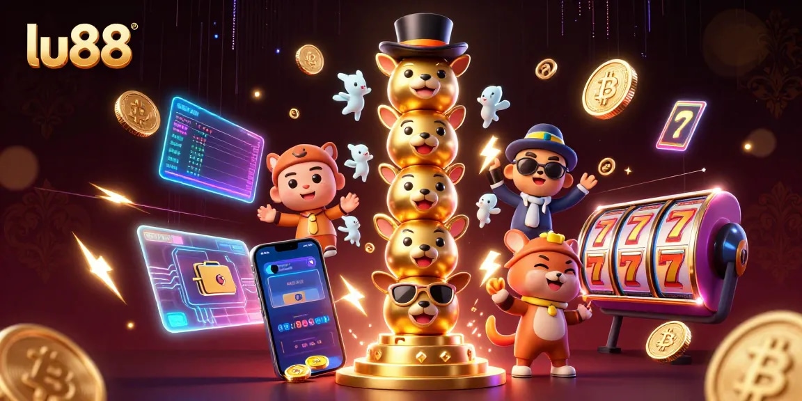 Engage in thrilling gameplay at lu88 with colorful slot reels and 3D casino elements.