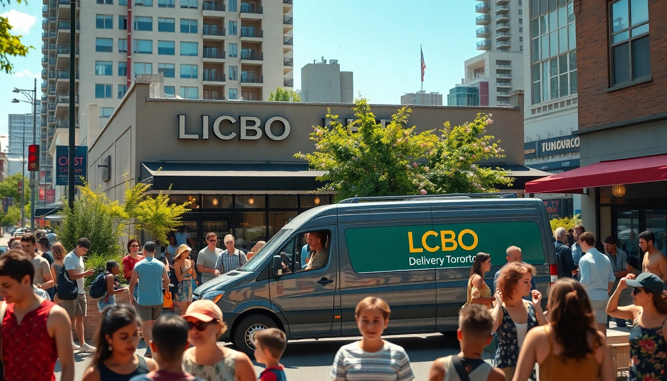Convenient lcbo delivery Toronto service with a stylish delivery van in a vibrant urban setting.