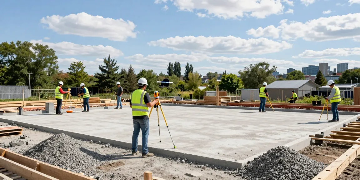 levelling ottawa residential construction site with contractors using laser levels