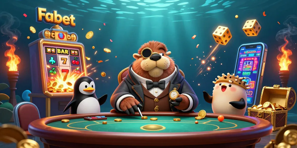Engage in exciting poker-play with Fabet's jolly walrus at an underwater casino table.