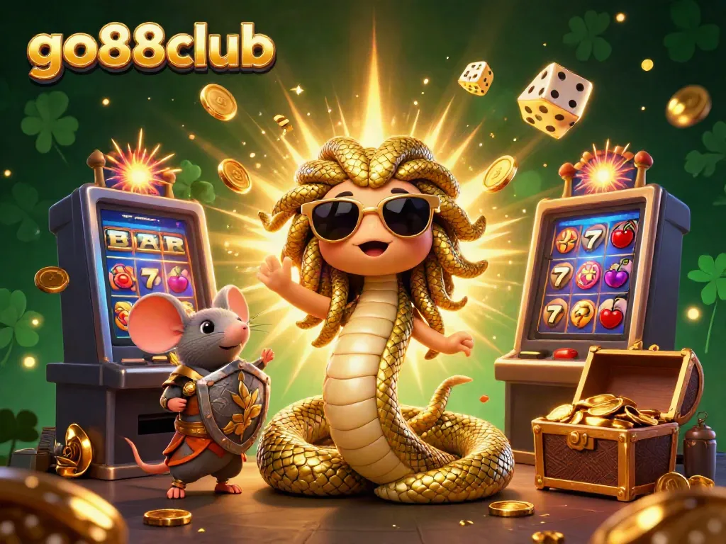 Engage with go88club's thrilling casino experience featuring a friendly Medusa in an exciting environment.