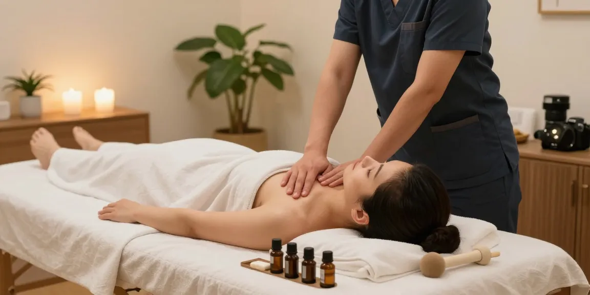 Relaxing 동탄출장안마 massage setup in a cozy home environment with serene lighting.