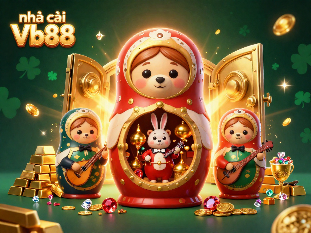 Engage in thrilling casino activities with nhà cái Vb88 illustrated in this vibrant 3D artwork.