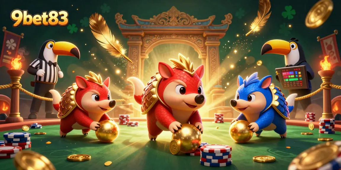 Bowl through stacks of poker chips with 9bet83 as rival pangolins compete in an exhilarating casino game.