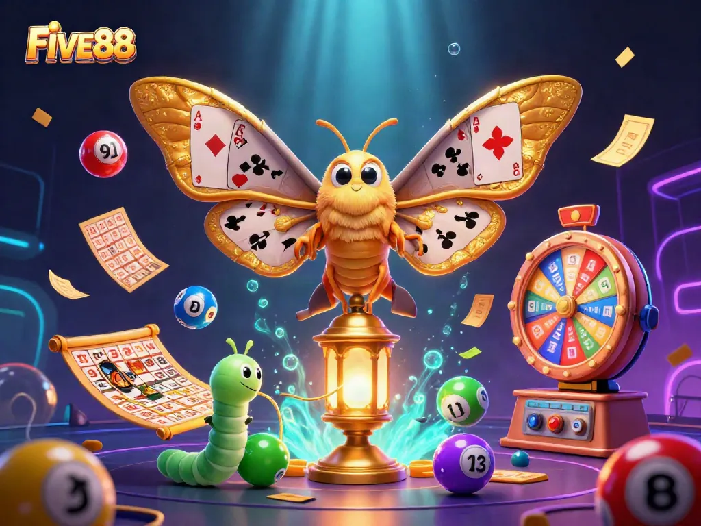 Engage in dynamic gameplay at FIVE88, featuring vibrant casino-themed elements and characters.