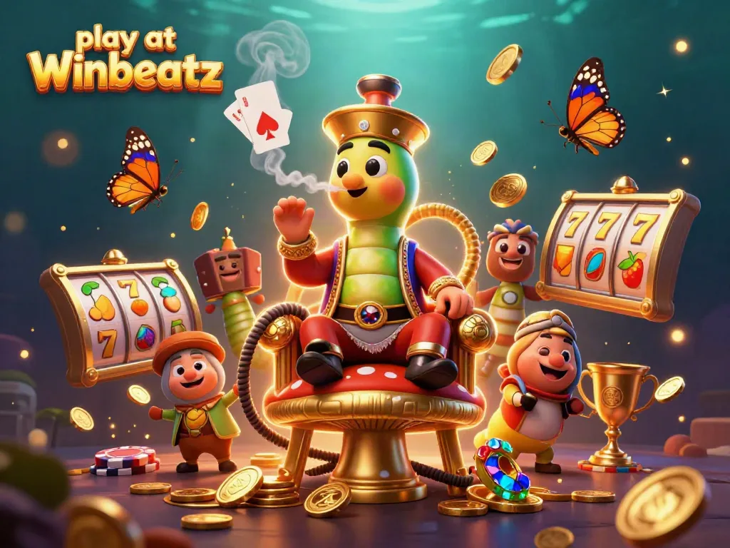 Play at Winbeatz and discover fun through colorful casino elements in a vibrant 3D illustration.