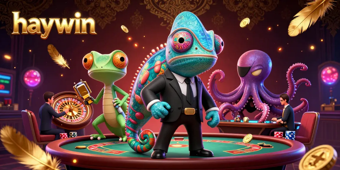 Experience thrilling gaming action at haywin with a dynamic 3D casino scene of colorful characters.