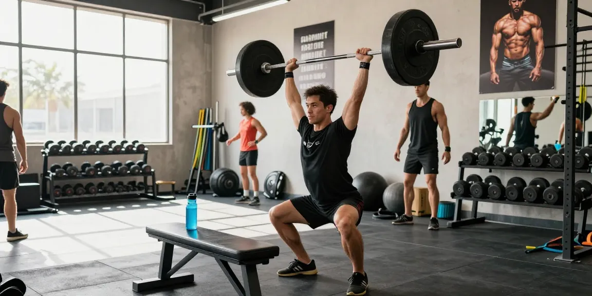 Anabolika Shop Deutschland vorgestellt in einer lebhaften Fitnessstudio-Szene, die Fitnessgeräte und einen entschlossenen Athleten beim Gewichtheben zeigt.