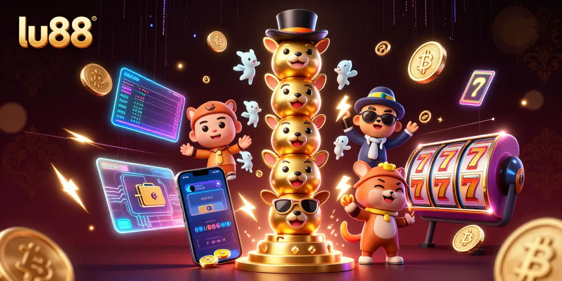 Engage in thrilling gameplay at lu88 with colorful slot reels and 3D casino elements.