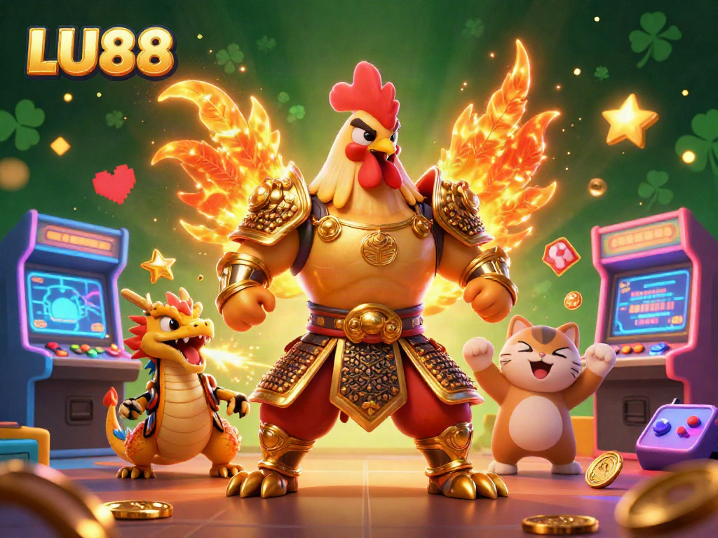 LU88 gaming spectacle featuring colorful characters and vibrant casino elements.