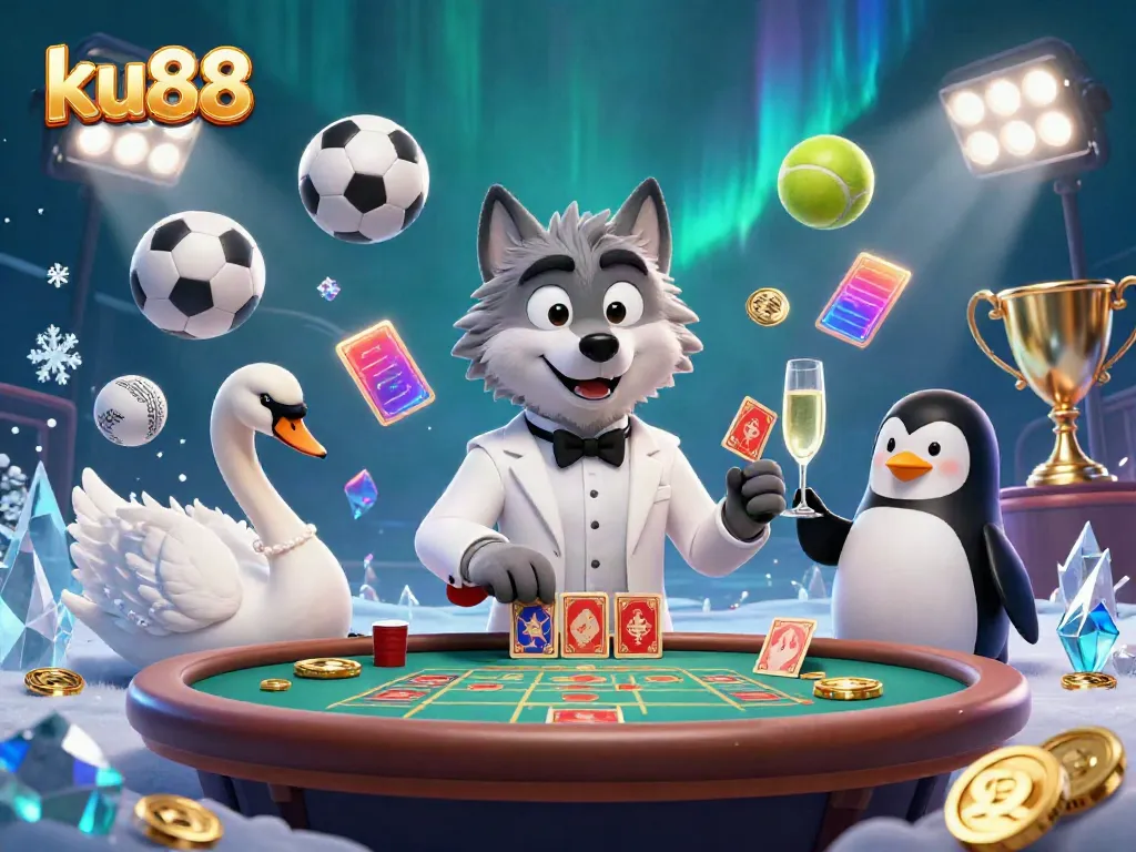 Experience the excitement of ku88 at a dynamic baccarat table, featuring animated characters and vibrant games.