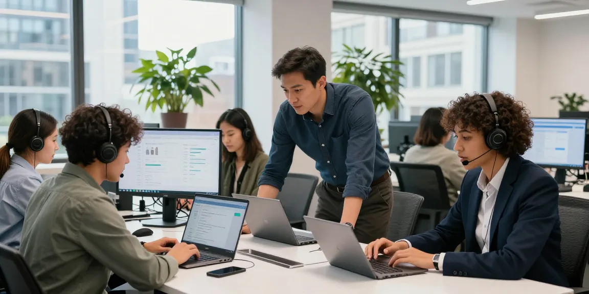 Small business IT support London team collaborating in a modern office setting.